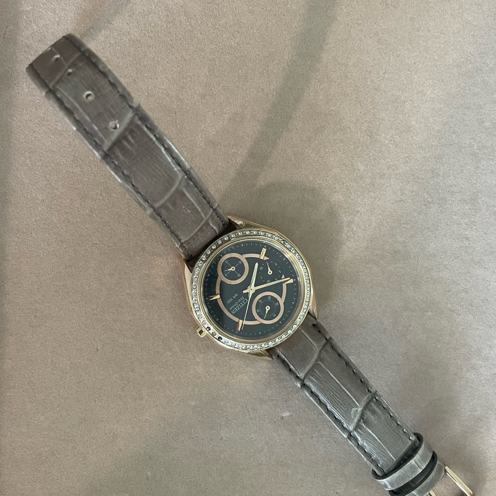 Citizen Rose Gold and Gray Chronograph Jewelry Watch